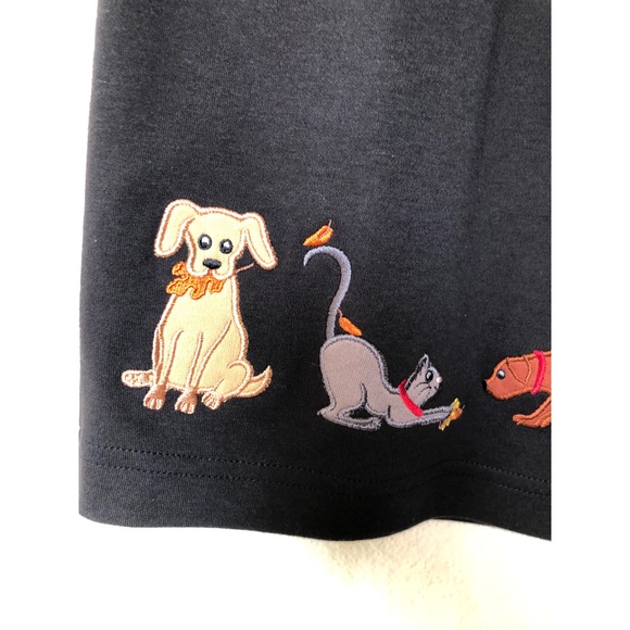 Bechamel Black Embroidered Novelty Print Cats Dogs Skirt Medium Animal Print - Picture 10 of 16